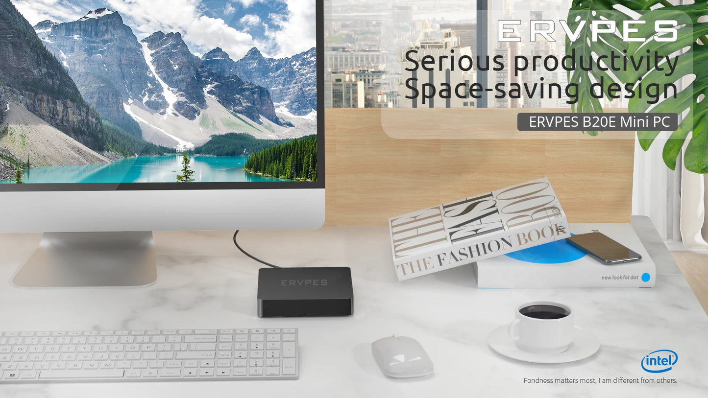 ERVPES B20E Mini PC – 8GB RAM 128GB SSD | Intel 6500Y | Windows 11 | WiFi BT5.2 HDMI