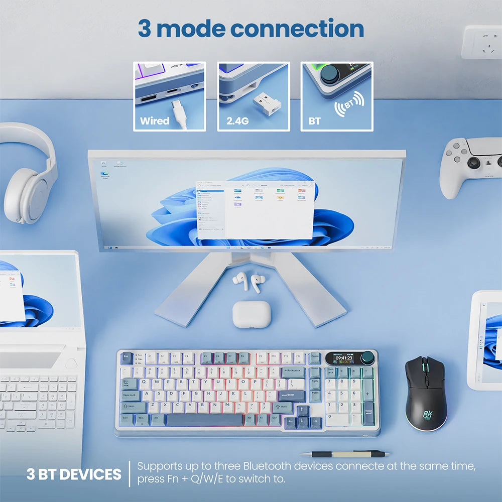 RK Royal Kludge S98 Wireless Mechanical Keyboard – 98 Key, Hot-Swap, TFT Screen, BT5.0/2.4G/USB-C