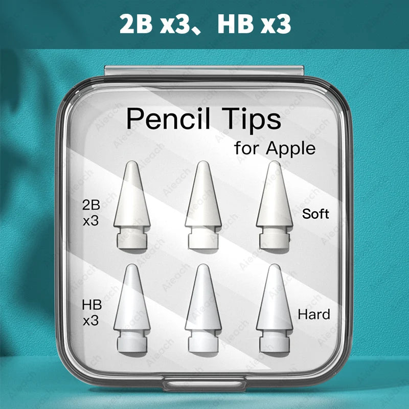 Apple Pencil Replacement Nibs | 2B HB Soft Hard Tips | For Apple Pencil 1st 2nd 3rd Gen & USB-C