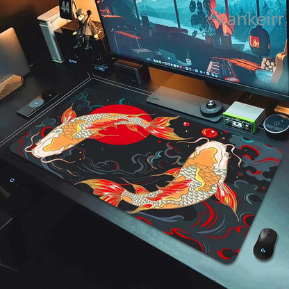 Koi Fish Taichi XXL Gaming Deskmat 90x40 – Natural Rubber, Anti-Slip, Smooth Surface