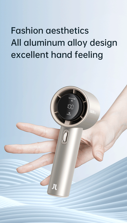 JISULIFE Mini Portable Hand Fan – 100 Wind Speeds, LED Display, 3600/5000mAh, Brushless Motor