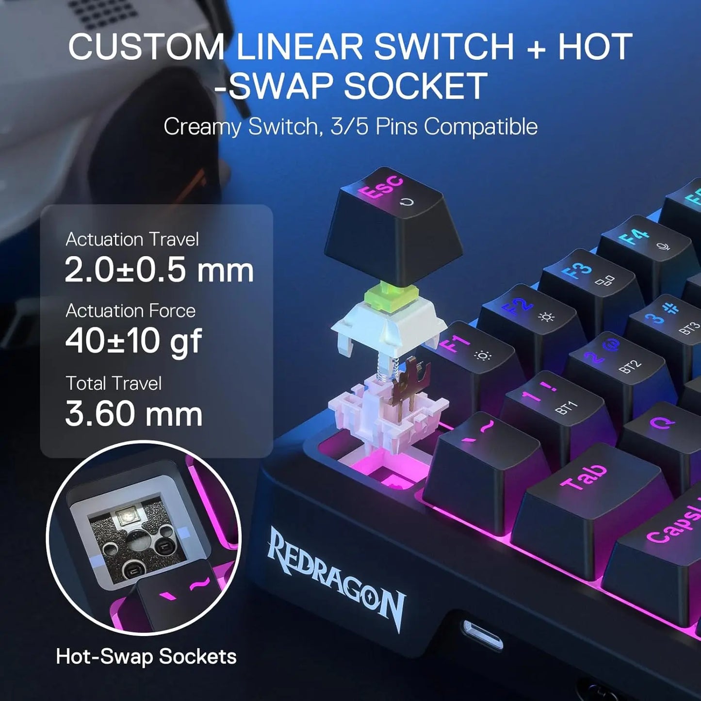 Redragon K724 PRO Wireless Gasket Mechanical Keyboard – 81-Key, TFT Display, Knob Control