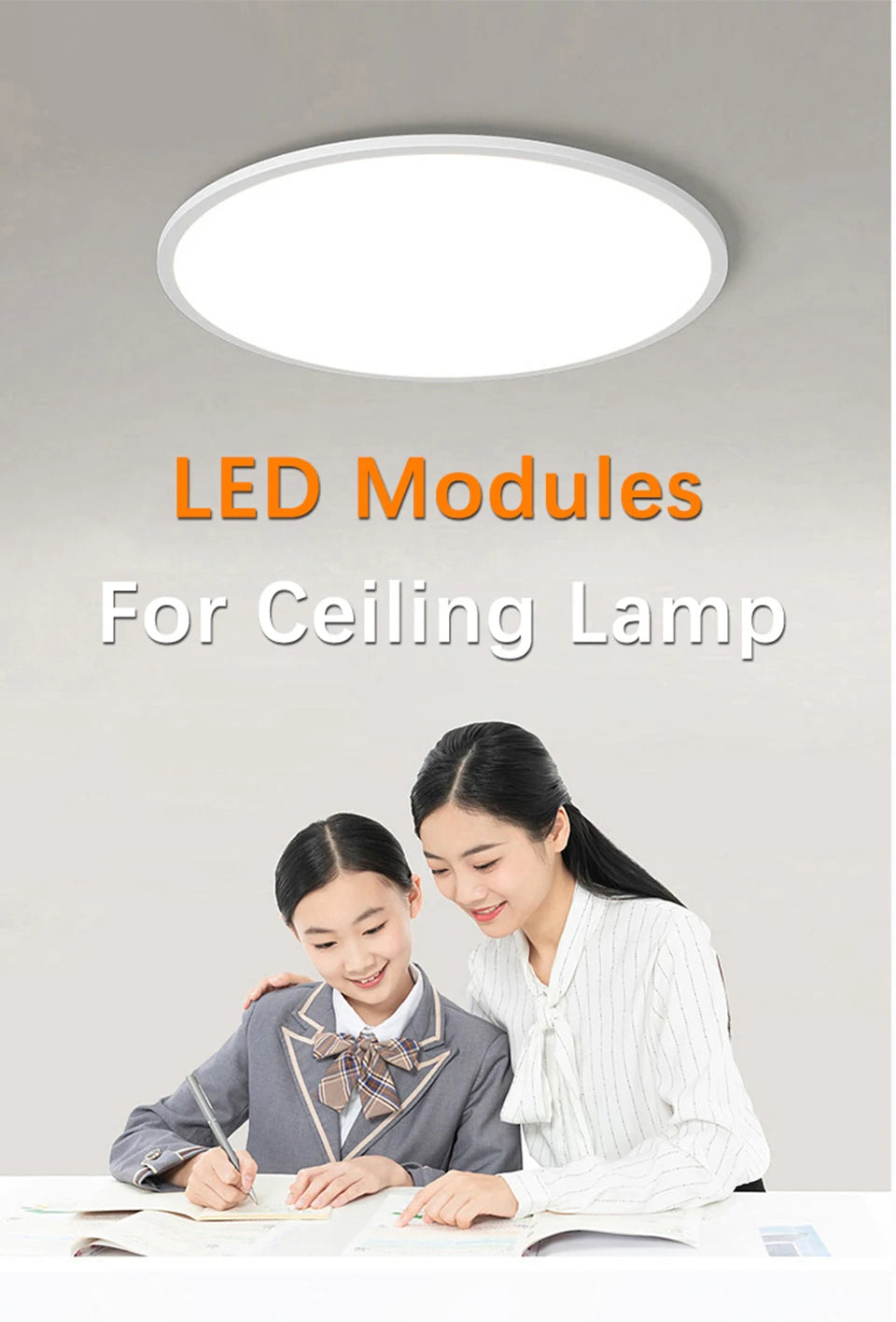 72W LED Ceiling Light Replacement Module – Dimmable, 220V, Round Panel
