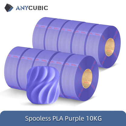 ANYCUBIC 10KG Spooless PLA Filament 1.75mm – Refill for Kobra 3 & S1C
