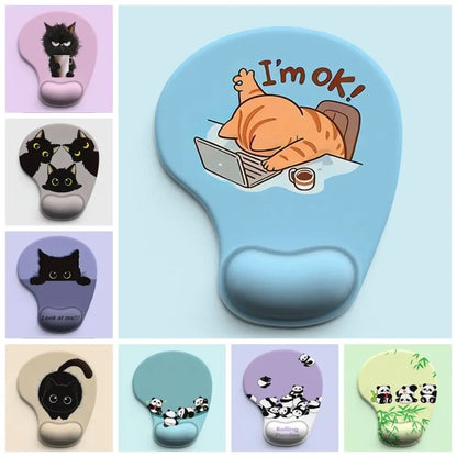 Cartoon Animal Mouse Pad with Wrist Rest – Non-Slip Silicone, Ergonomic, Cute Design