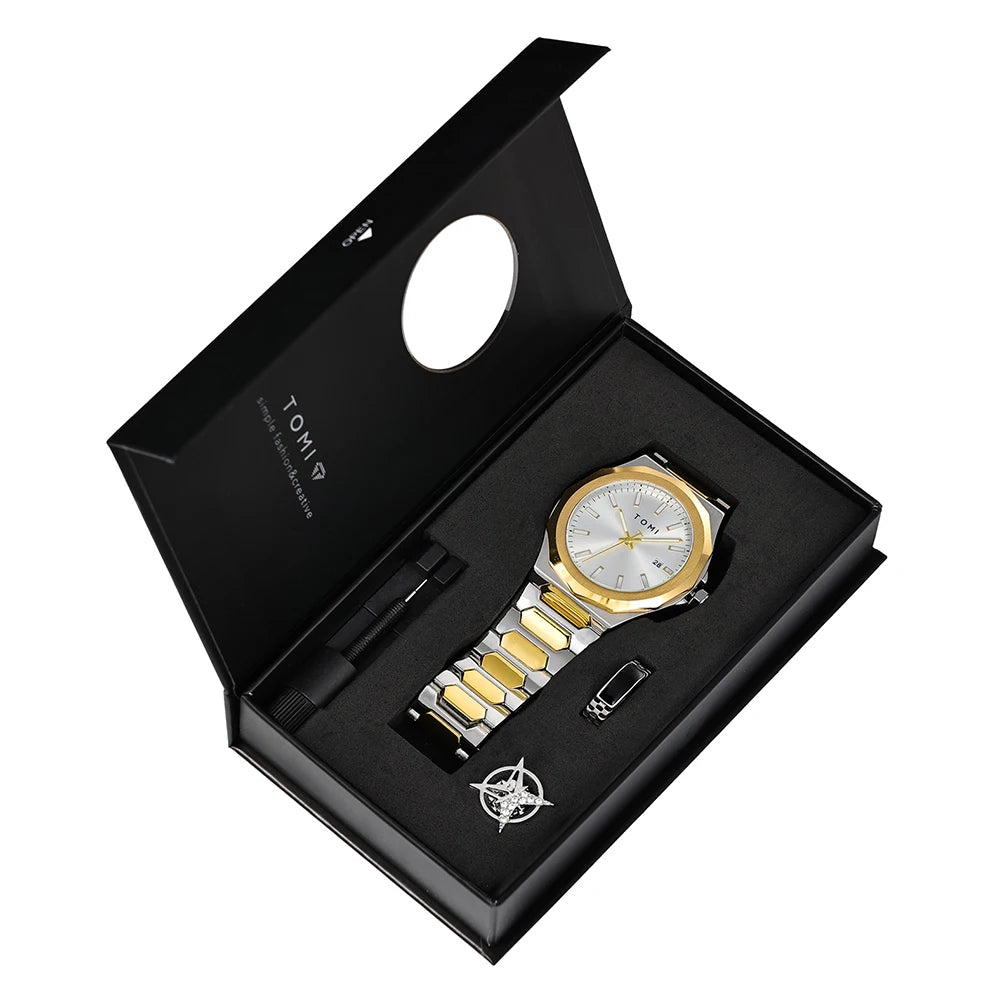 TOMI Luxury Men’s Watch & Gift Box Set – Business Quartz Watch