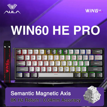 AULA WIN60 HE Magnetic Switch Keyboard – Rapid Trigger, 8K Polling, Hot-Swap, RGB, 60% Layout