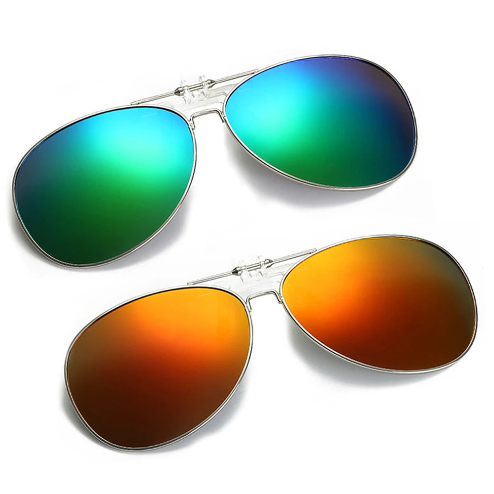 VIVIBEE oversized pilot clip-on sunglasses with polarized lenses, stylish eyewear by R.E.D. Shopping, flip-up design, black frame