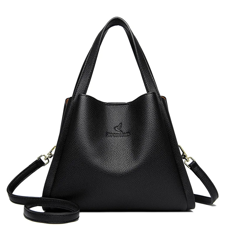 Soft PU Leather Tote Bag - Large Capacity Women's Shoulder Handbag
