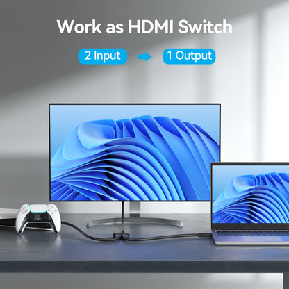 Vention HDMI 2.0 Splitter Switch | 2-in-1 Bi-Directional | 4K@60Hz | 18Gbps | PS5 Xbox Laptop