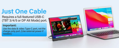 Amoudo 15.6" Portable Monitor – 1080P IPS, USB-C, Mini HDMI, VESA, Penhole Stand