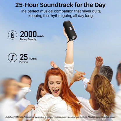 TOZO PA2 Portable Bluetooth Speaker – Deep Bass, 25H Playtime, Custom EQ App