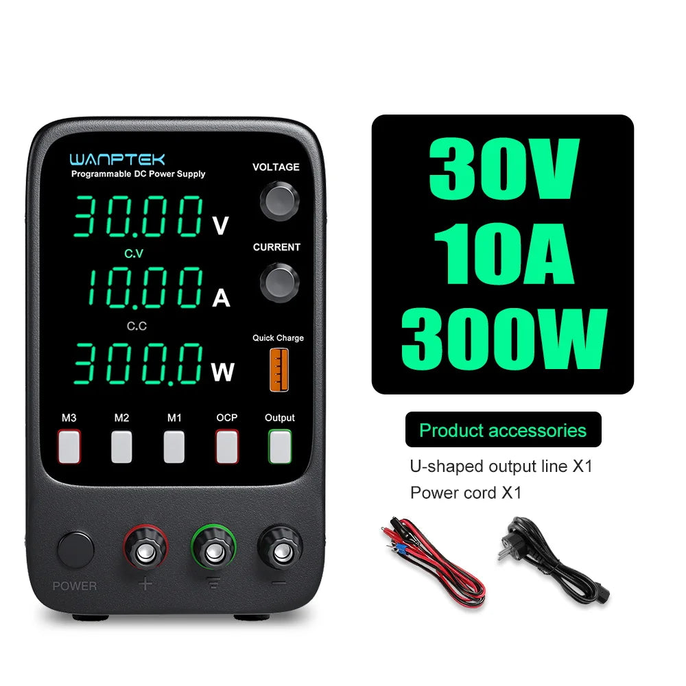 Wanptek Adjustable DC Lab Bench Power Supply – 30V/10A, 60V/5A, 120V/3A