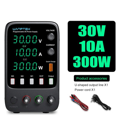 Wanptek Adjustable DC Lab Bench Power Supply – 30V/10A, 60V/5A, 120V/3A