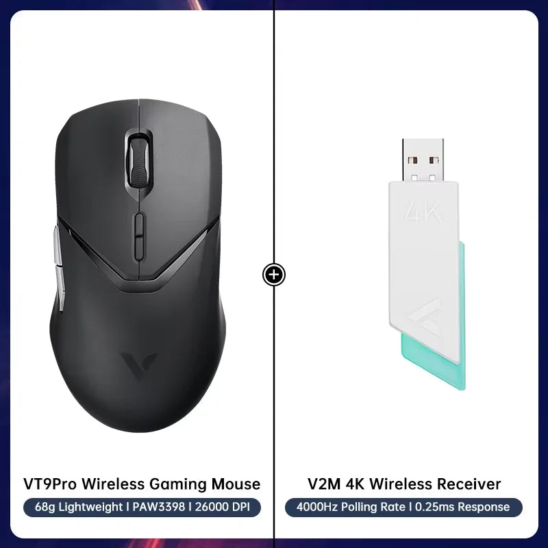 Rapoo VT9PRO Wireless Gaming Mouse – 68g Ultra-Light, PAW3395 26000DPI, 8K Polling, 8 Buttons