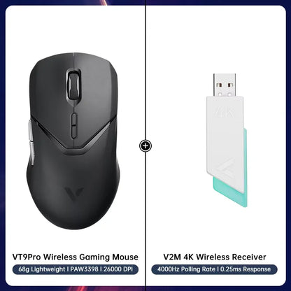 Rapoo VT9PRO Wireless Gaming Mouse – 68g Ultra-Light, PAW3395 26000DPI, 8K Polling, 8 Buttons
