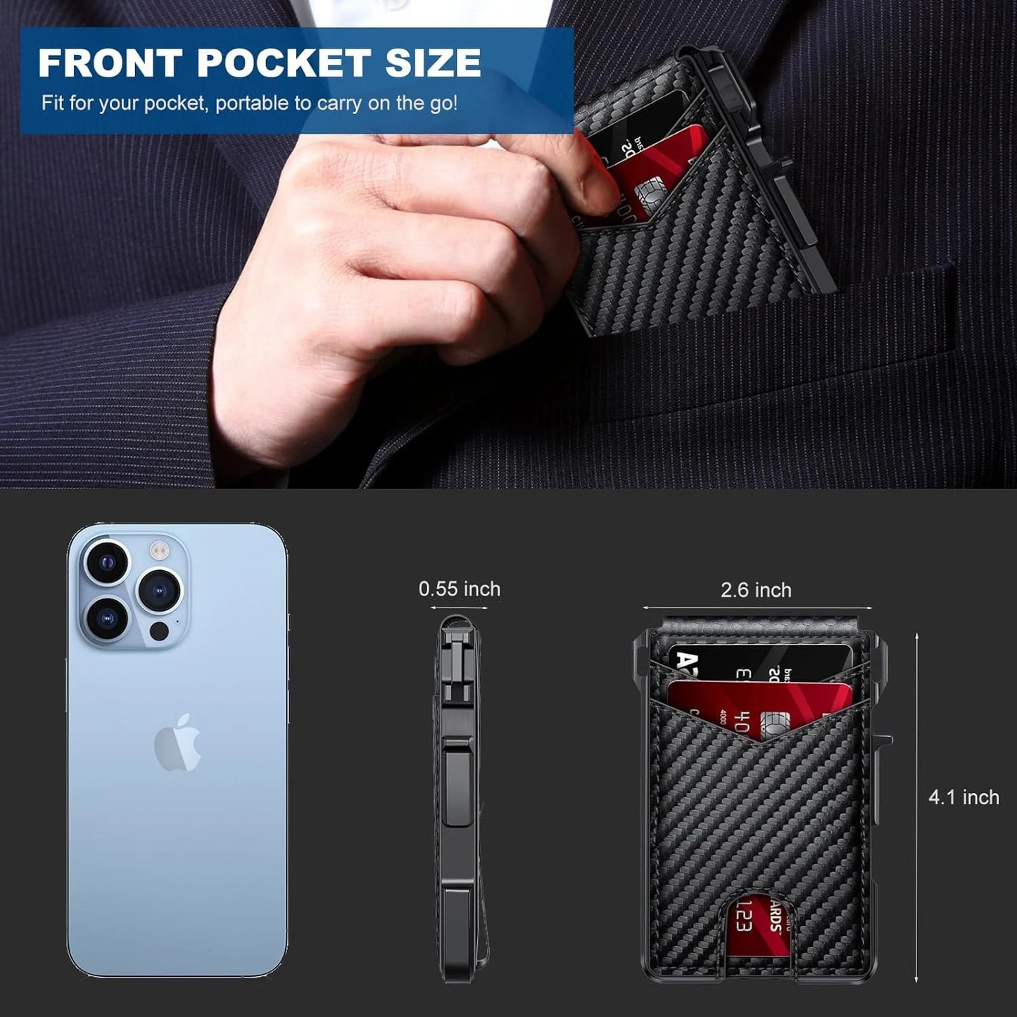 RFID Blocking Pop-Up Metal Wallet with Money Clip