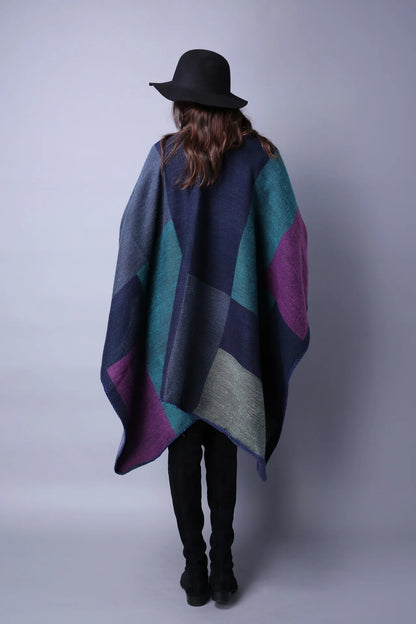 Soft beige imitation cashmere poncho scarf for women, stylish winter shawl and wrap from R.E.D. Shopping.