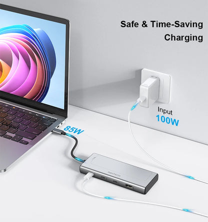 RSHTECH RSH-D05P 5-in-1 USB-C Hub with M.2 NVMe/SATA SSD Enclosure – 10Gbps, 100W PD