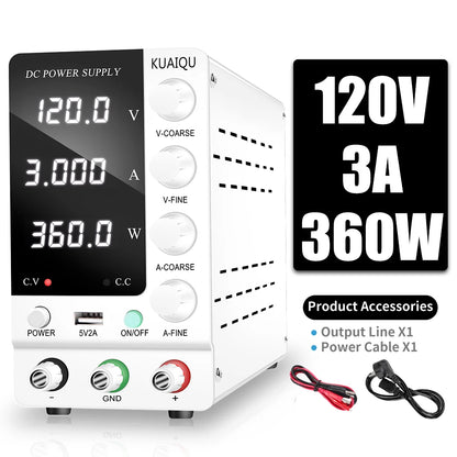 KUAIQU Adjustable DC Lab Bench Power Supply (30V–120V)