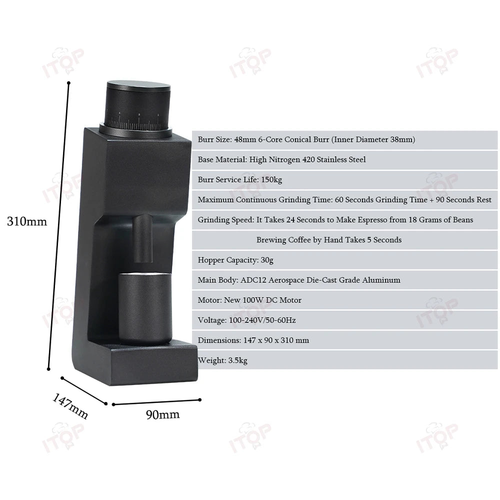 ITOP Electric Coffee Grinder | 64mm Flat Burr | 40 Settings | EU 220V