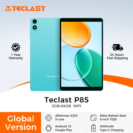 Teclast P85 Android 15 Tablet 8" – 3+6GB RAM, 64GB, WiFi 6, 5000mAh, Metal Body