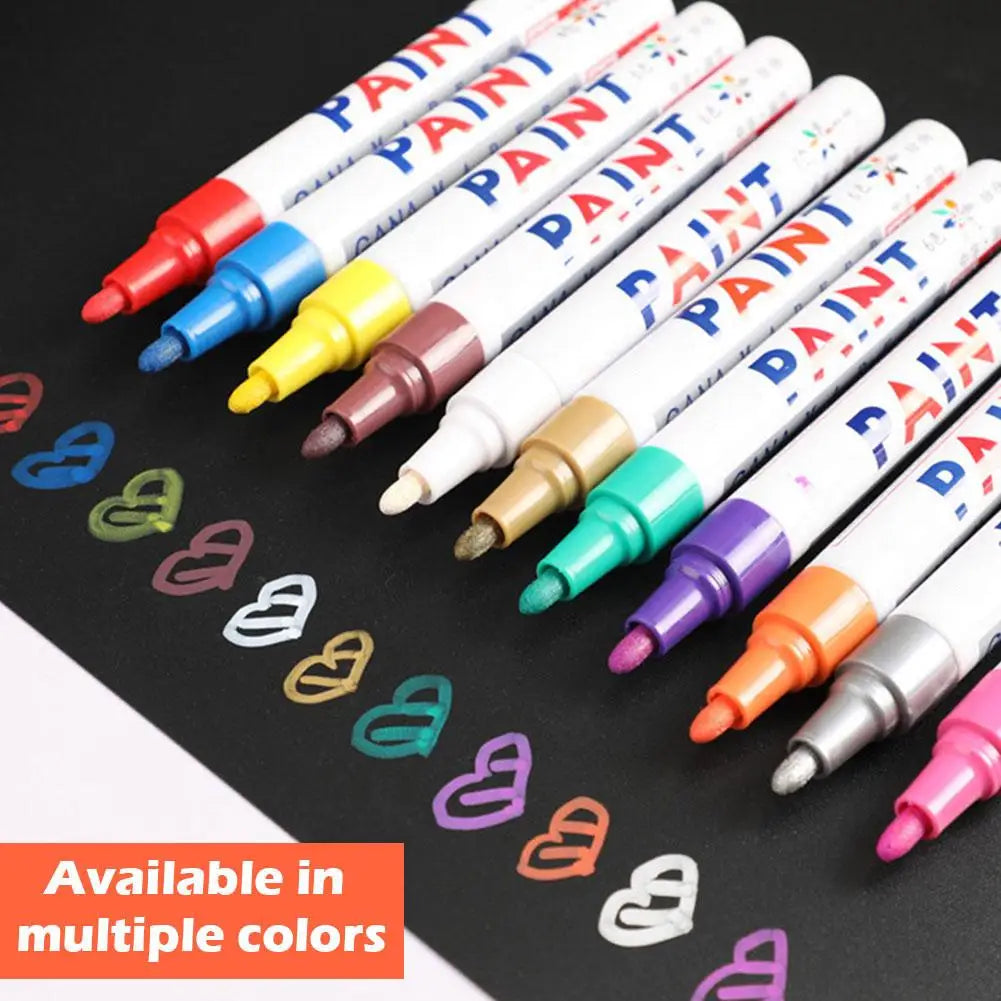 White Tyre Paint Pen Set | Waterproof Oil-Based Quick Dry Permanent Marker for Car Tyres (3pcs)