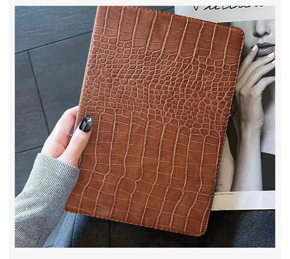 Premium Crocodile Leather iPad Case with Card Slot – 9.7" to 11" | Air, Mini, Pro