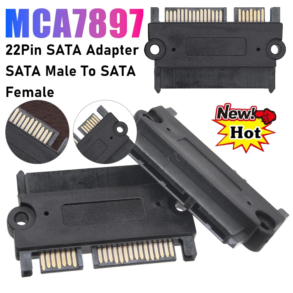 SATA 22-Pin Male to Female Adapter – Power & Data Converter