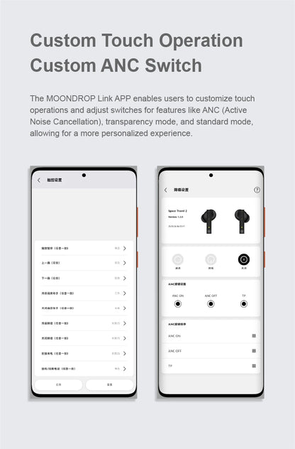 MOONDROP Space Travel 2 TWS Earbuds – HiFi ANC, Bluetooth 6.0, Low-Latency Game Mode, SBC/AAC