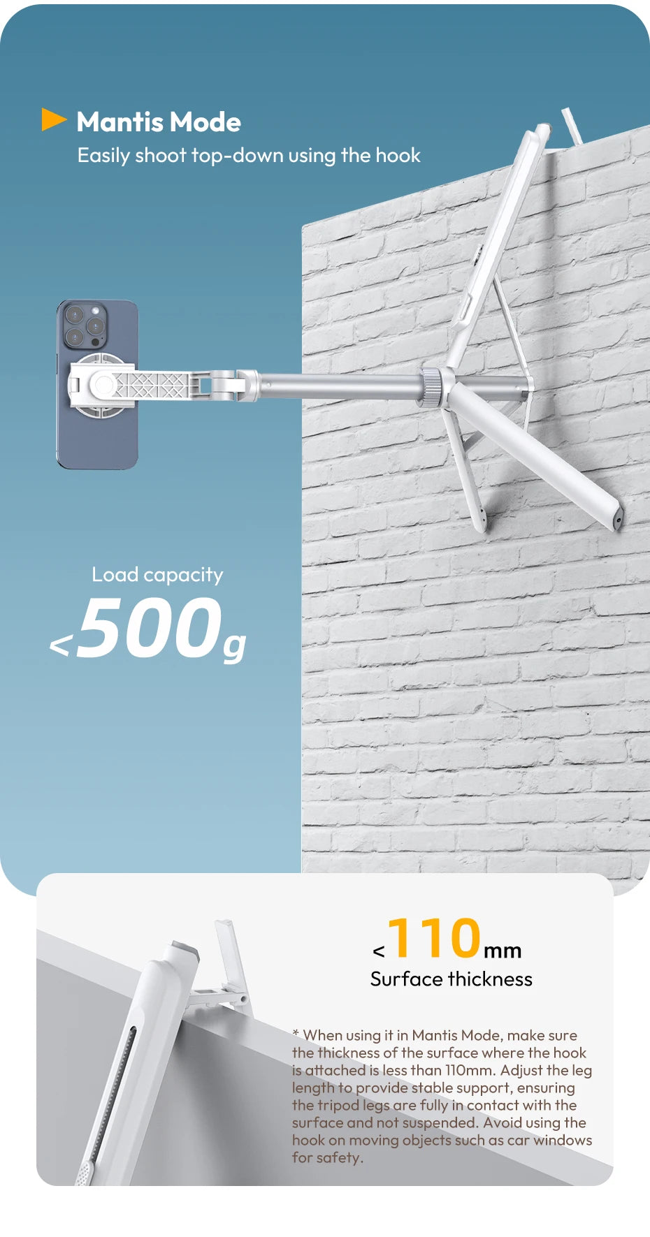 Ulanzi TT88 1.44M Overhead Selfie Stick Tripod – Magnetic Clamp, Wireless Remote, for Vlog & Live