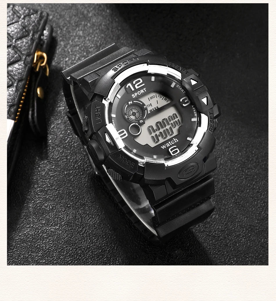 Men's Luminous Military LED Digital Watch - Waterproof, Silicone Strap, Calendar Display