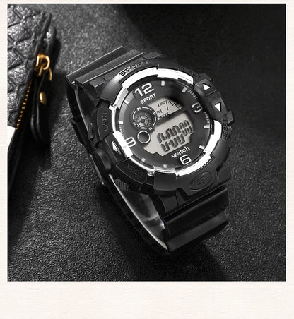 Men's Luminous Military LED Digital Watch - Waterproof, Silicone Strap, Calendar Display