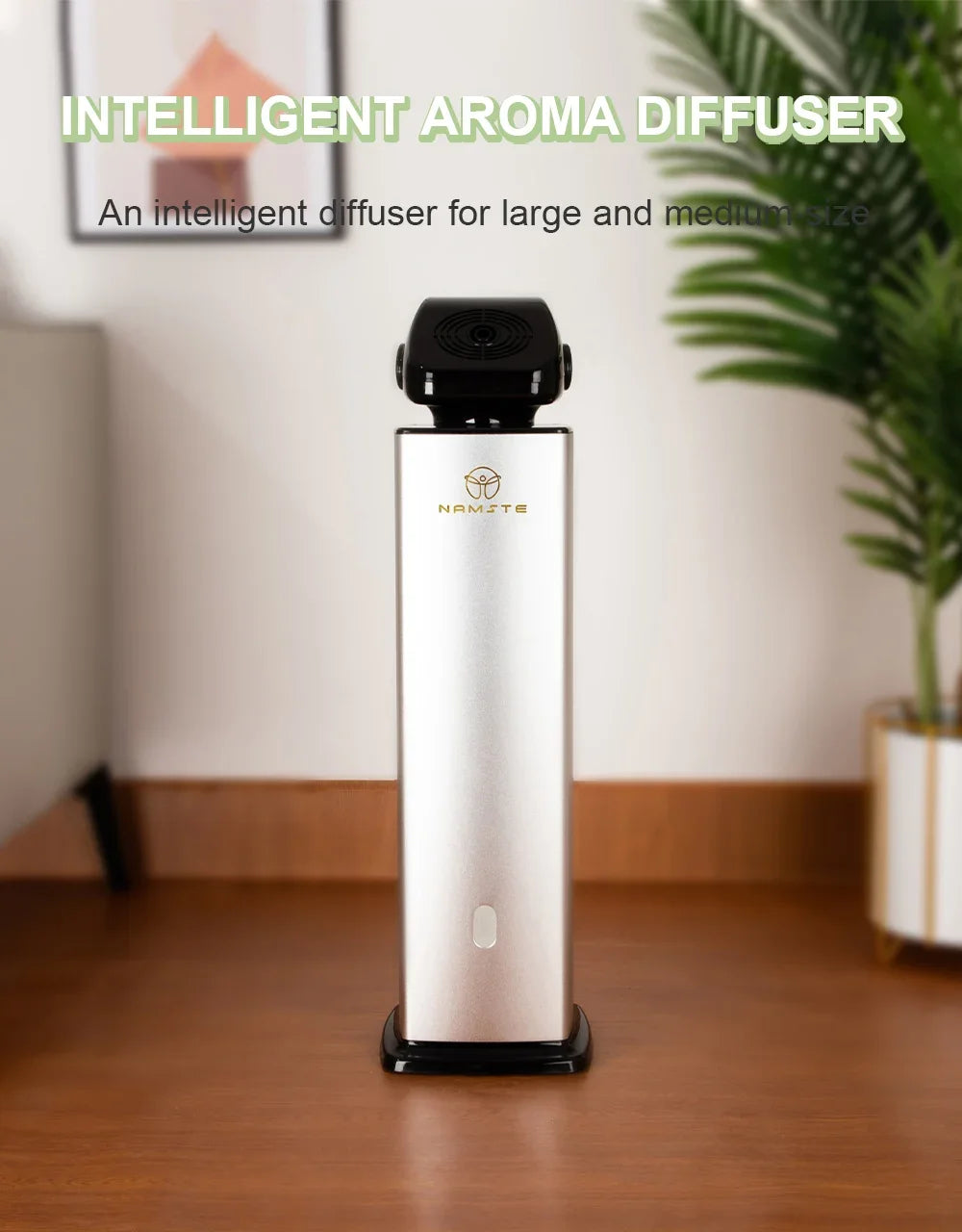 NAMSTE Smart Aroma Diffuser 500ml – 5000m³ Coverage, Bluetooth, Remote Control | Silver/Black