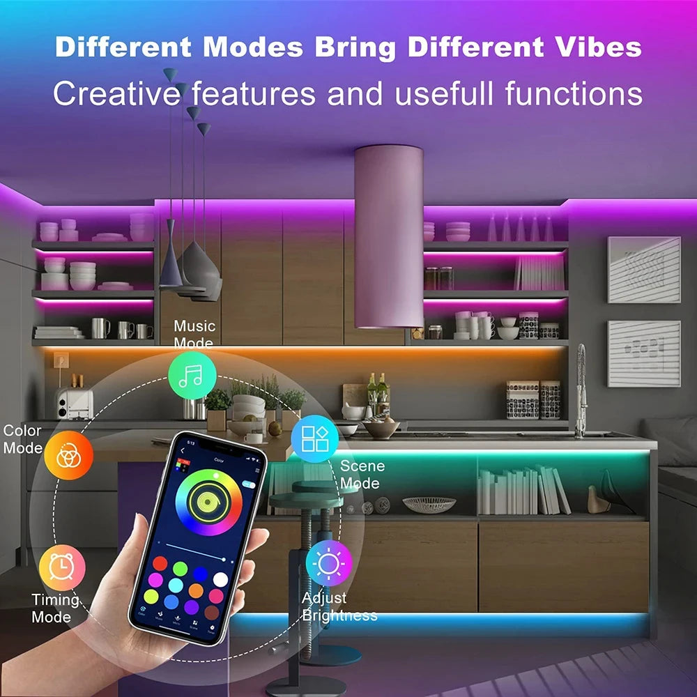 Bluetooth LED Strip Lights Smart SMD 5050 - APP & Remote Control, TV Backlight & Room Decor
