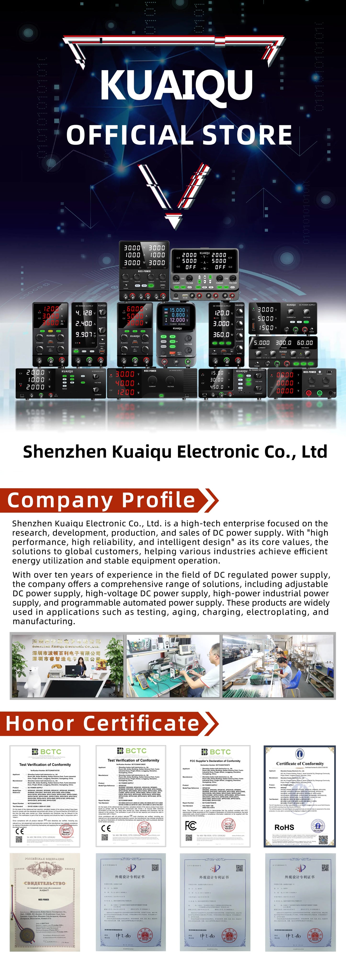 KUAIQU Adjustable DC Lab Bench Power Supply (30V–120V)