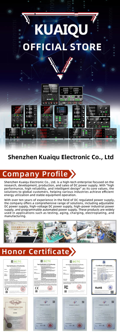 KUAIQU Adjustable DC Lab Bench Power Supply (30V–120V)