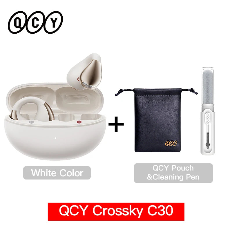 QCY Crossky C30 Ear Clip Bluetooth 5.4 Earphones – Open Ear Sports TWS, Dual-Connection
