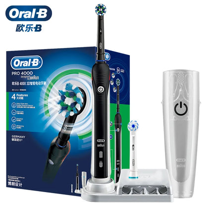 Oral-B Pro 4000 Electric Toothbrush – 3D Action, Pressure Sensor, 4 Modes, Gum Care, Waterproof