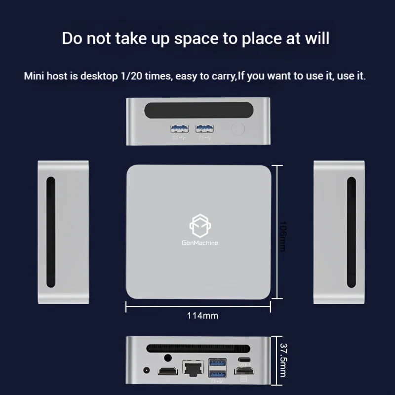 GenMachine Mini PC – AMD Ryzen 7 5700U / 4800H, DDR4 3200MHz, WiFi 6, BT 5.2, Windows 11