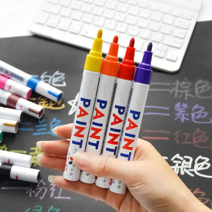 White Tyre Paint Pen Set | Waterproof Oil-Based Quick Dry Permanent Marker for Car Tyres (3pcs)