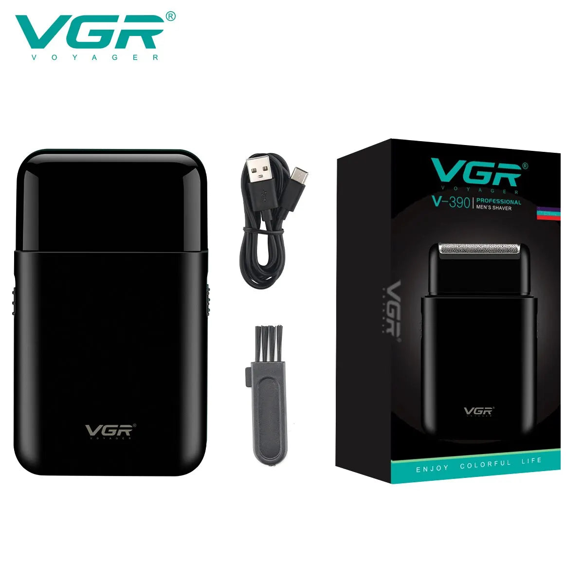 R.E.D. Shopping VGR electric shaver for men, portable mini USB rechargeable beard trimmer with close-cutting blades.