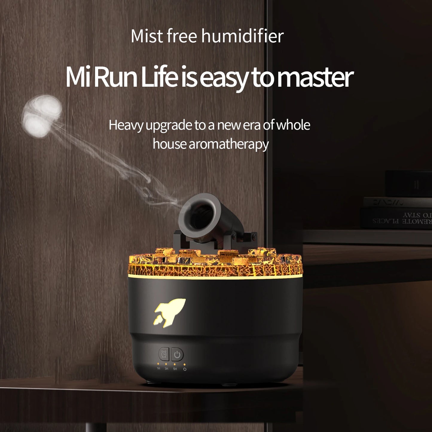 Volcanic Crack Light Aroma Humidifier – Desktop Ring Spray Aromatherapy Diffuser (White & Black)