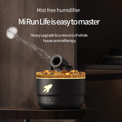 Volcanic Crack Light Aroma Humidifier – Desktop Ring Spray Aromatherapy Diffuser (White & Black)