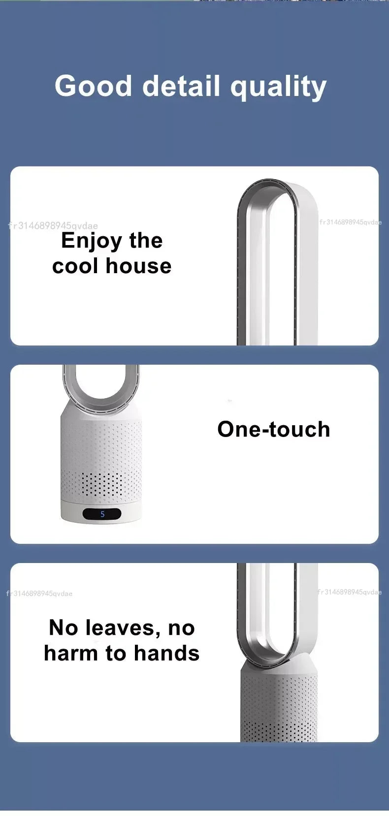 INSIS FEMME Bladeless Tower Fan – Ultra-Quiet Air Purification Circulation, Desk & Floor, Remote Control Option