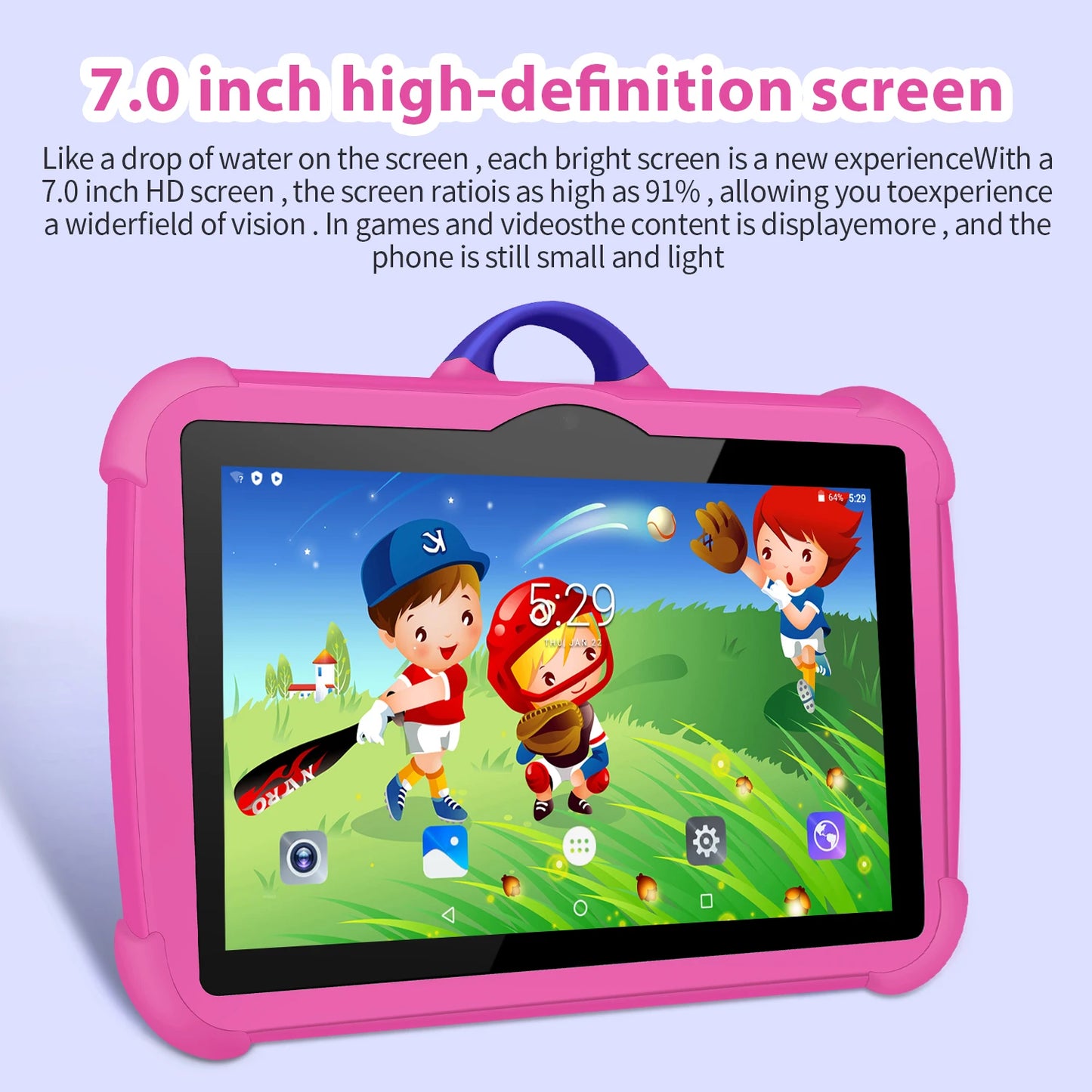 BDF Kids Tablet 7" – Quad Core, 4GB RAM, 64GB, Android, Educational
