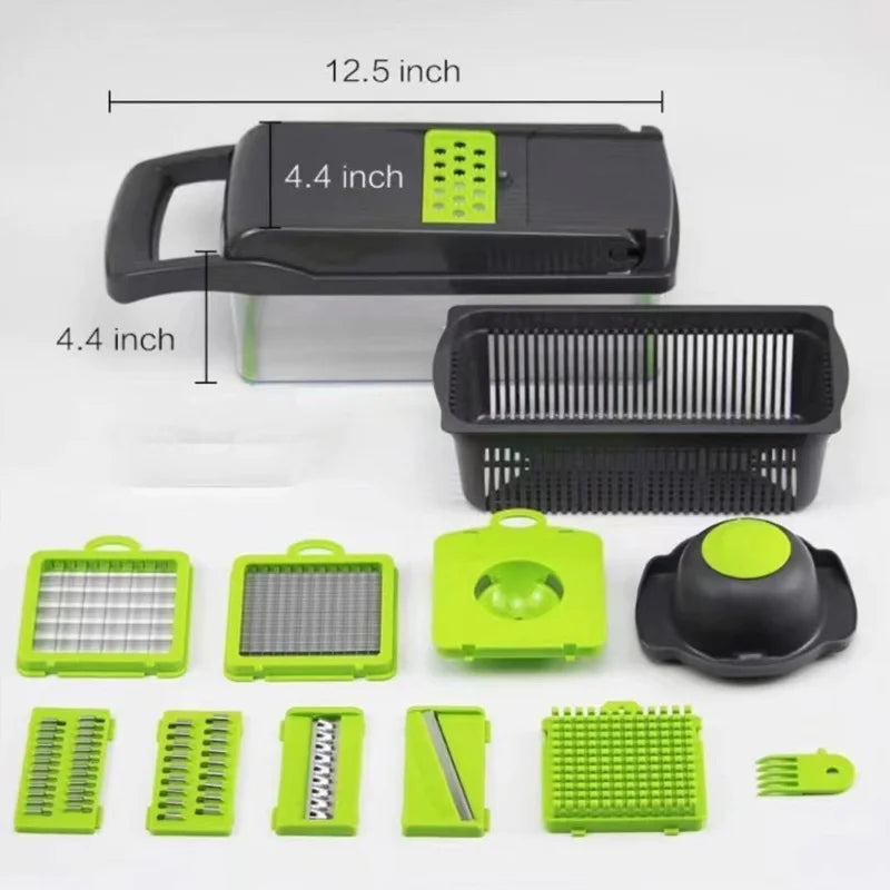 Safe Hand Guard Vegetable & Fruit Cutter | Stainless Steel Slicer 33x12cm