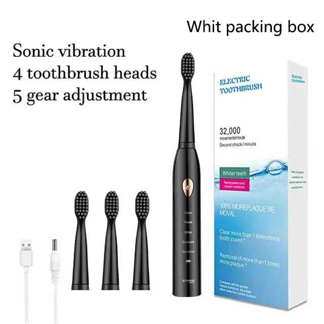 Rechargeable R.E.D. Electric Toothbrush with 5 brushing modes, waterproof design, and 30-day battery life in a sleek design.