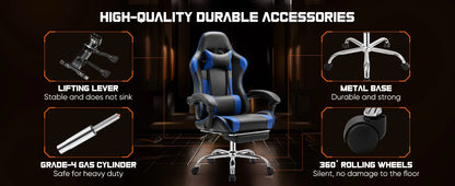 JHK Ergonomic Racing Gaming Chair – PU Leather with Headrest & Lumbar Support
