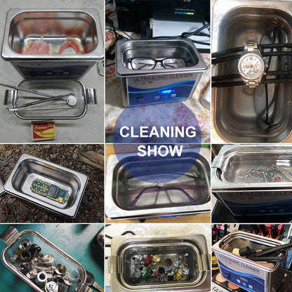 800ml Ultrasonic Cleaner 60W | EU Plug | Degas | 110V-220V | Watches & Jewelry